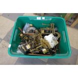 A box of assorted clock movements, etc.