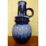 A West German Scheurich blue glazed studio pottery vase, height 64cm