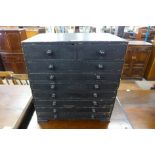 An early 20th Century pine table top chest