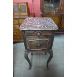A 19th Century French rosewood and marble topped table de nuit