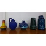 Five assorted West German studio pottery vases