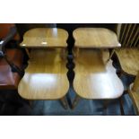 A pair of beech hall tables