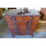 A mahogany chest of drawers