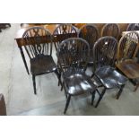 A set of five beech and elm wheelback chairs