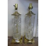 A pair of French style cut glass and gilt metal table lamp bases