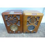 Two walnut radios