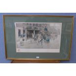 A signed Cecil Charles Windsor Aldin print, The Exeter Road, The White Hart At Hook, with Lawrence &