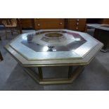 A Gony Nava mirrored and gilded octagonal coffee or centre table