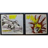 A pair of Roy Lichtenstein prints, 53 x 59cm, framed