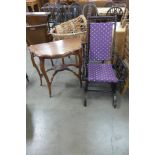 An American beech rocking chair and an Edward VII mahogany side table