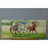 A horse racing print on canvas