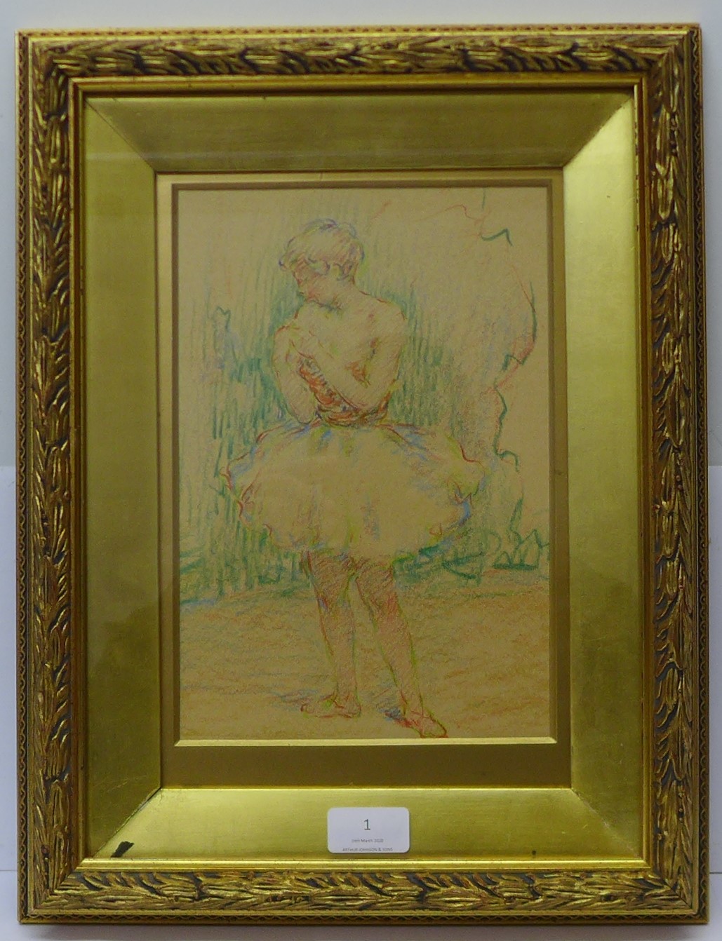 Attributed to Lucien Boulier (French 1882-1963), portrait of a ballet dancer, pastel, unsigned, 26 x - Image 2 of 4