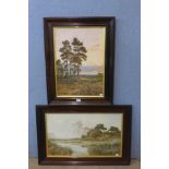 Two B.W. Loader prints, landscapes, framed