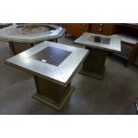 A pair of Gony Nava mirrored and gilded square occasional tables