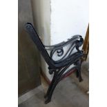 A pair of cast steel bench ends