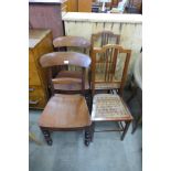 A pair of Victorian mahogany chairs and a pair of Edward VII mahogany chairs