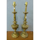 A pair of French style gilt metal table lamp bases