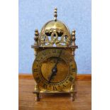 A small Smiths brass lantern timepiece