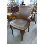 A Victorian oak desk chair