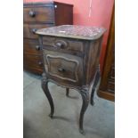 A 19th Century French rosewood and marble topped table de nuit