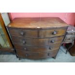 A George IV mahogany bow front chest of drawers