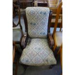 An Edward VII beech and upholstered chair