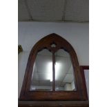 A Cathedral style hardwood mirror