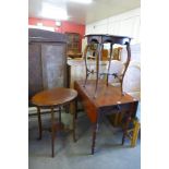 A Victorian mahogany Pembroke table and two Edward VII occasional tables