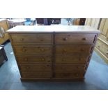 A pine chest of drawers