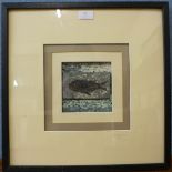 A Wongsam Design fossil collage, 13 x 13cms, framed
