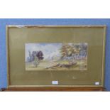 English School, landscape, watercolour, framed