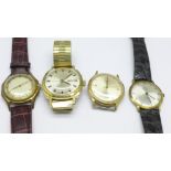 Four gentleman's wristwatches including Saga Electric, West Germany