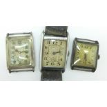 Three gentleman's wristwatches including silver