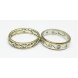 Two 9ct gold eternity rings, 4.3g, both M