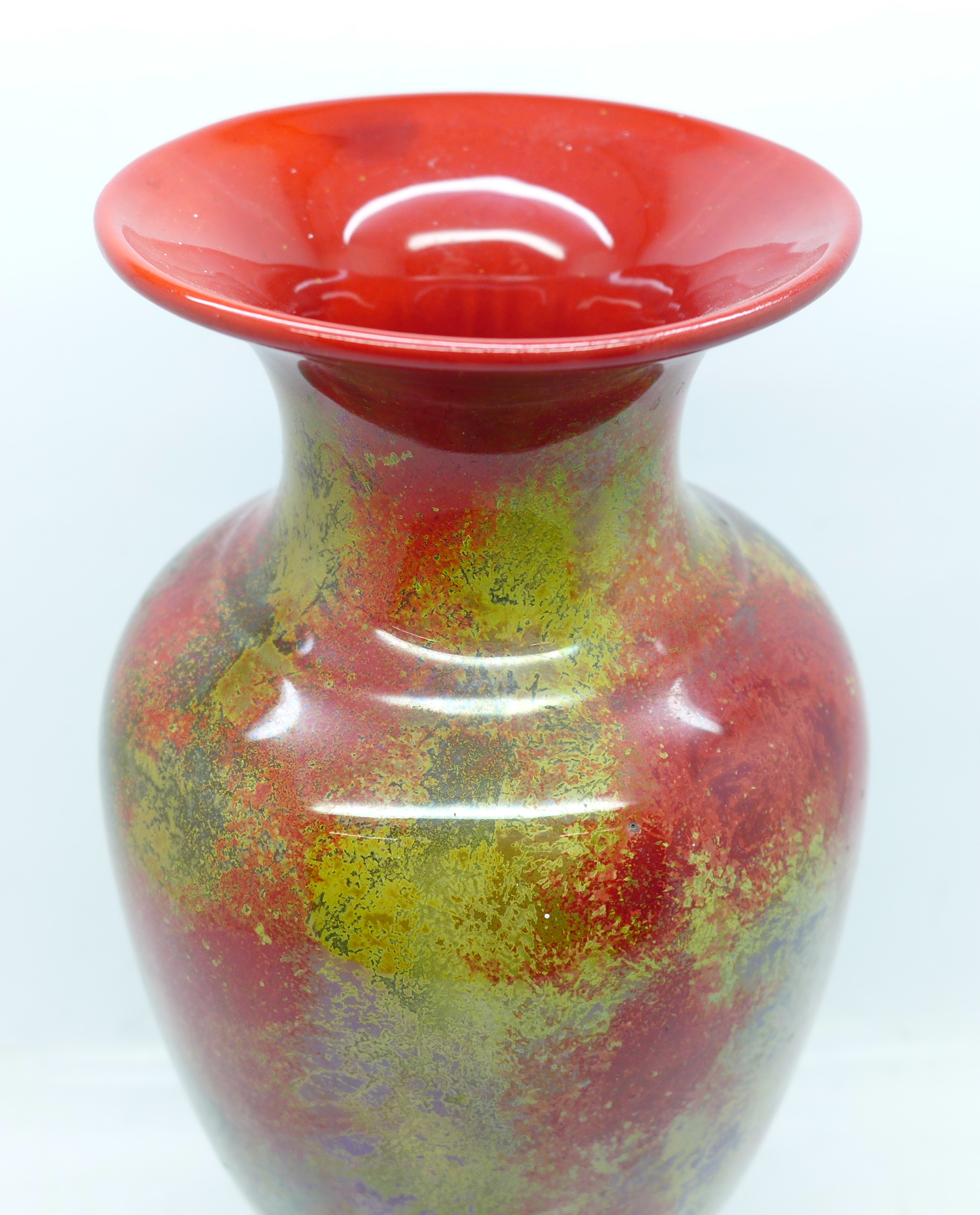 An E.R. Wilkes New Spectria flambe vase, circa 1920, signed to the base, 21.5cm - Image 2 of 3