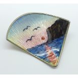 A Norwegian silver and enamel brooch, scenic North Cape