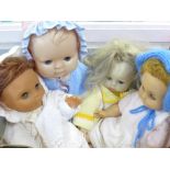 Four vintage dolls, including one Roddy