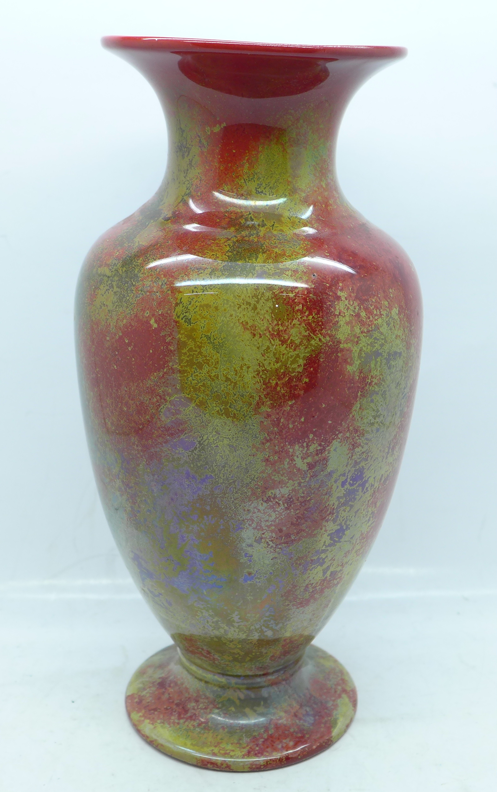 An E.R. Wilkes New Spectria flambe vase, circa 1920, signed to the base, 21.5cm