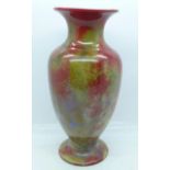 An E.R. Wilkes New Spectria flambe vase, circa 1920, signed to the base, 21.5cm