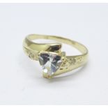 A 9ct gold, blue stone and diamond ring, 1.4g, O