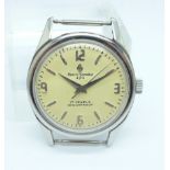 A gentleman's Henri Sandoz 17 jewels stainless steel manual wind wristwatch head