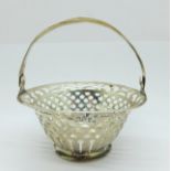 A pierced silver swing handle basket, 44g