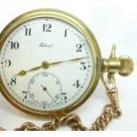 A Federal gold plated pocket watch, with monogram, with an Albert chain