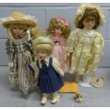 Four collectors dolls including Regency Fine Arts **PLEASE NOTE THIS LOT IS NOT ELIGIBLE FOR POSTING
