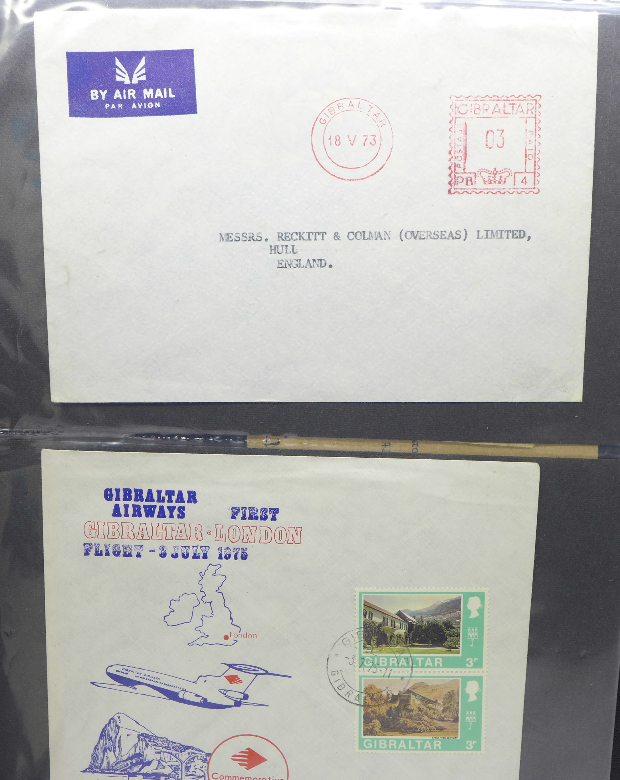 Stamps:- Gibralter postal history and First Day Covers (46 covers) - Image 7 of 7