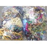 Two bags of fashion jewellery, 7.28kg