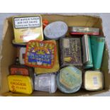 A collection of tins **PLEASE NOTE THIS LOT IS NOT ELIGIBLE FOR POSTING AND PACKING**