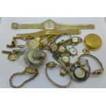 Mechanical wristwatches, pocket watches, pendant watches and movements, some a/f