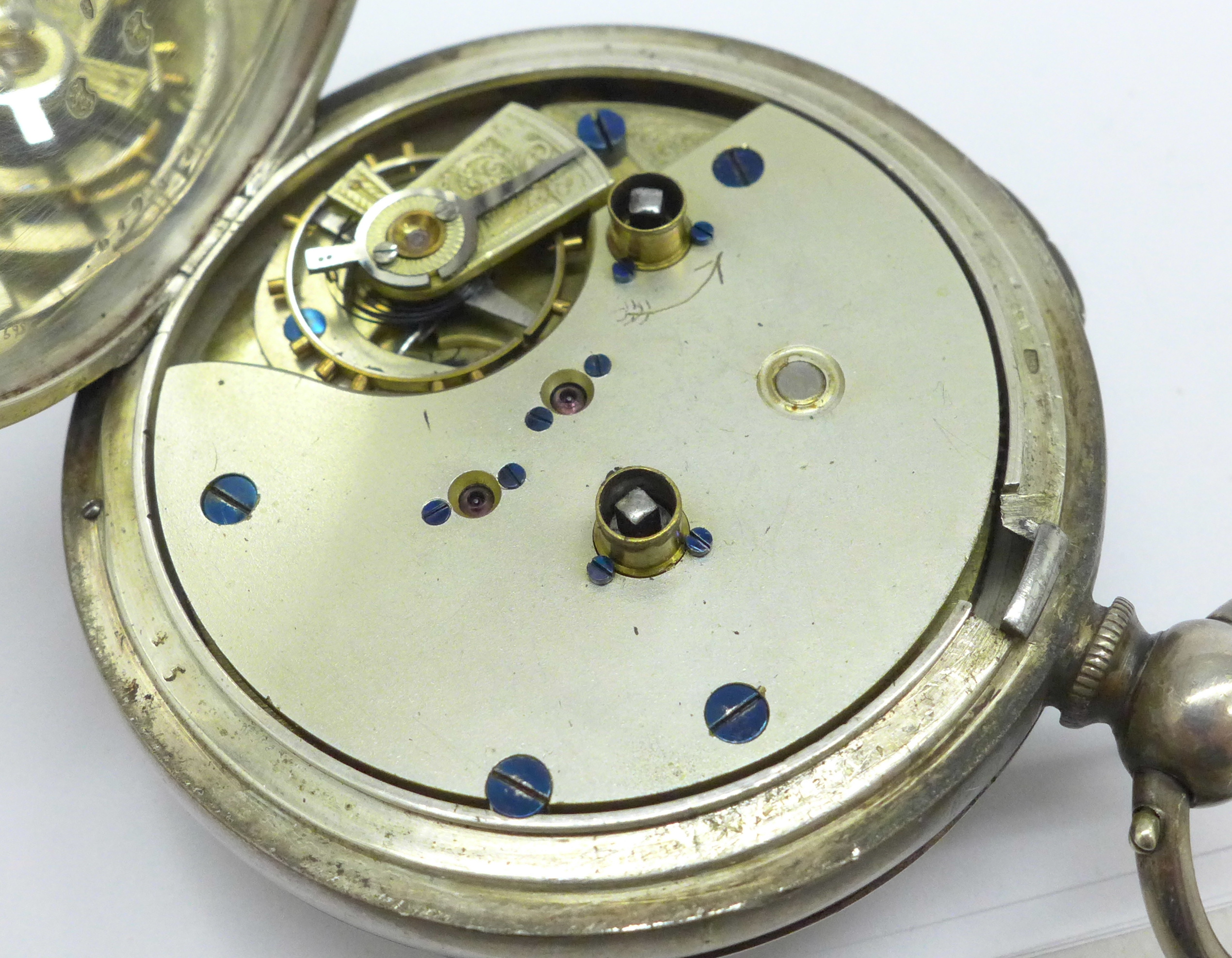 A silver chronograph pocket watch, dial a/f - Image 4 of 4