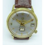 A gentleman's Bulova Accutron gold plated wristwatch with inscription dated 1977, 'Phillips